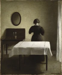 Interieur - Sisustus, kirjoittanut Hammershoi, Vilhelm (1864-1916). Öljy kankaalle
