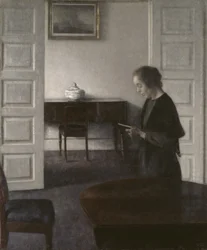 Interior with a Lady Reading, n. 1900 (öljy kankaalle)