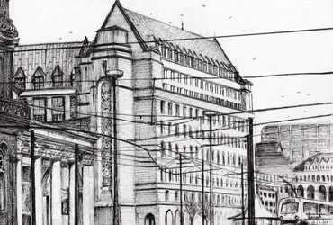 Manchesterin kaupungintalo, 2007, (muste paperille)