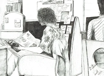 Lukeminen Waterstones-kirjakaupassa Manchester, 2007