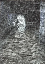 sivu 47, Linna Findhornin metsässä, 2006, (muste paperille)