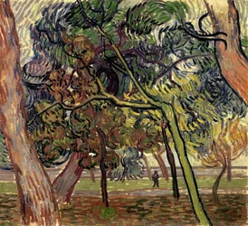 Mäntyjä turvapaikan puutarhassa, 1889.