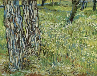 Puunrunkoja nurmikolla, 1890.