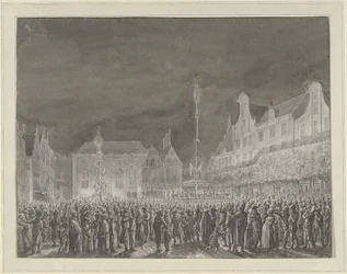 Ranskan kanssa tehdyn liiton julistuksen juhla Grote Marktilla Haarlemissa, 1795