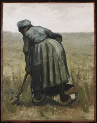 Nainen lapion kanssa, takaa katsottuna, 1885 (öljy kankaalle puupaneelilla)