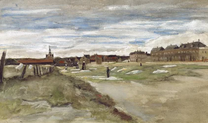 "Blanchisserie à Scheveningen" Bleachery at Scheveningen (etusivu); "Femme de Scheveningen" Nainen Scheveningenistä (kääntöpuoli).