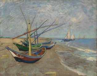 Kalastusveneet Les Saintes-Maries-de-la-Merin rannalla. Arles, kesäkuu 1888