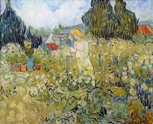 Mademoiselle Gachet puutarhassaan Auvers sur Oise (Auvers-Sur-Oise) Vincent van Goghin (1853-1890) maalaus 1890 Su. 0,46 x 0,55 m Pariisi, Orsay-museo