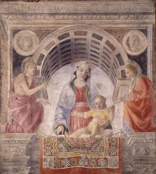 Madonna ja lapsi pyhien Johannes Kastajan ja Johannes Evankelistan kanssa, 1485