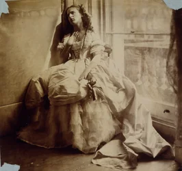 Tutkimus ikkunan ääressä istuvasta tytöstä, n. 1855-1865