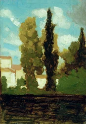 Kylätutkimus, n.1860 (öljy kartongille).