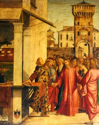 Pyhän Matteuksen Kristuksen kutsumus, kirjoittanut Vittore Carpaccio (noin 1465-1525 tai 1526). San Giorgio degli Schiavonin koulu, Venetsia.