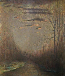 Kanava auringonlaskun aikaan