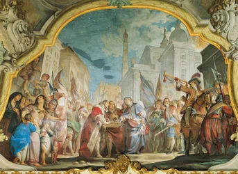 Fasti, Aldrovandin perhe, kirjoittanut Vittorio Maria Bigari (1692-1776), fresko, Aldrovandi Montanarin palatsi, Bologna, Italia