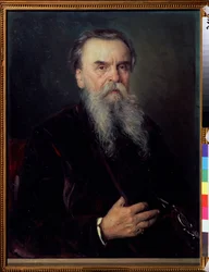 Portrait du collectionneur Ivan Tsvetkov (1845-1917) (Muotokuva keräilijä I. Tsvetkov). Peinture de Vladimir Jegorovich Makovski (Makovsky, Makovskij) (1846-1920), huile sur toile
