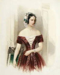 Venäjän herttuatar Aleksandra Nikolajevnan (1825-1844) Hessenin Kasselin prinsessan muotokuva"" (Venäjän suurherttuatar Aleksandra Nikolajevna) Vladimir Ivanovich Haun (Gau) (1816-1895) maalaus noin 1840 Pietarin valtion ulkoilmamuseo Peterhof