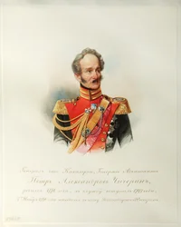 Kenraali Pjotr Aleksandrovitš Chicherinin muotokuva (Keisarillisen hevosvartijoiden albumista) - Hau (Gau), Vladimir Ivanovitš (1816-1895) - 1846-1849 - Akvarelli paperille - Venäjän kirjallisuuden instituutti IRLI (Pushkin-talo), St. Pietari