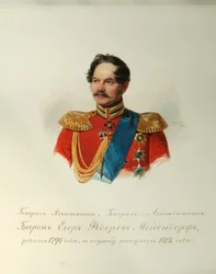 Kenraali Jegor Fjodorovitš Meiendorfin (1794-1879) muotokuva (Keisarillisen hevosvartijoiden albumista) - Hau (Gau), Vladimir Ivanovitš (1816-1895) - 1846-1849 - Akvarelli paperille - Venäläisen kirjallisuuden instituutti IRLI (Pushkin) -talo), Pietari