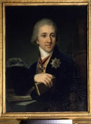 Venäläisen kirjailijan ja vapaamuurarin Aleksandr Labzinin (Labzin tai Labsine) (1766-1825) muotokuva. Maalaus, 1757-1825. Vuoden 1816 jälkeen. Valtiollinen Tretjakovin galleria, Moskova