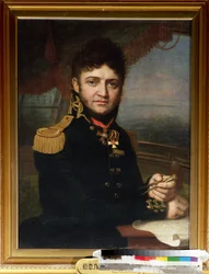 ""Muotokuva du navigateur et officier Yuri Lisyansky (Lisiansky ou Lisianski) (1773-1837)"" Peinture de Vladimir Borovikovsky (Borovikovski) (1757-1825) 1810 State Central Navy Museum Saint Petersbourg