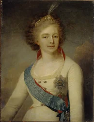 Keisarinna Maria Fedorovnan muotokuva 1759-1828 Chevalier Guard -univormussa, 1796