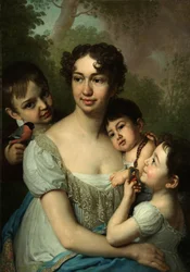 Muotokuva Jelena Balashovasta lasten kanssa, n. 1811