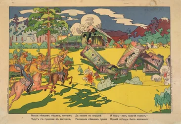 "Moltes tropes de terra, artilleria i cavalleria alemanyes anaven en tren, però els cosacs van fer una incursió i van aixafar els alemanys finlandesos.