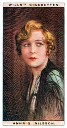 Anna Quirentia Nilsson 1888-1974, ruotsalaissyntyinen amerikkalainen näyttelijä, 1928.