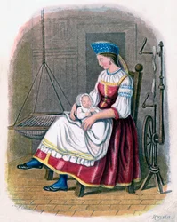 Venäläinen nainen vauvan kanssa, 1809.