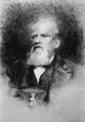 Muotokuva Alberto Mazzucatosta (1813-1877), italialainen säveltäjä, etsaus