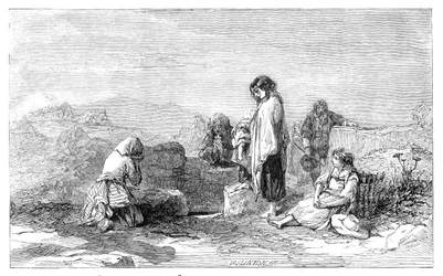 Pyhiinvaeltajat Pyhälle Kaivolle - kirjoittanut F.W. Topham - uudesta akvarellinäyttelystä, 1845.