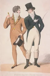 Aamukävely- ja ratsastusmekot, c1810