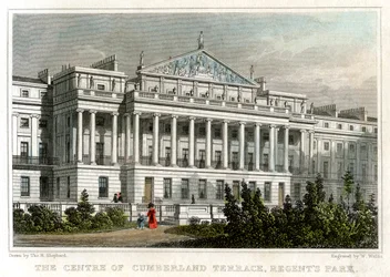 Cumberland Terracen keskus, Regents Park, Lontoo, 1829.