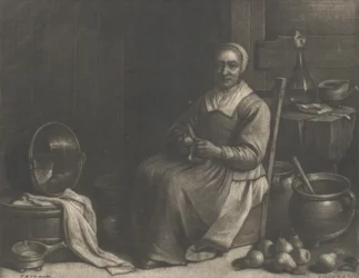 Päärynöitä kuoriva nainen, 1600-luvun puoliväli.