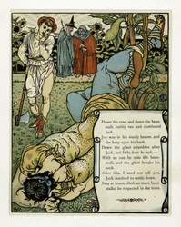 Jättiläinen murtaa niskansa, The Blue Beard Picture Book, pub. 1879 (väri litho)