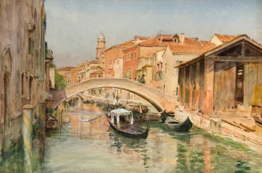 Vanha venelaituri Rio del Ognissantin varrella, Venetsia (akvarelli)