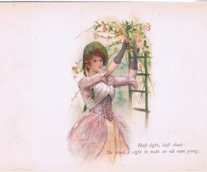Puoliksi valoa, puoliksi varjoa, kuvitus teoksesta Tennyson Pictures, julkaisija E P Dutton & Co, noin 1900