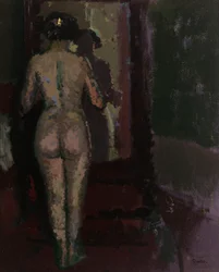 Nude at Mirror, Sally, n. 1907-09 (öljy kankaalle)