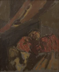 Punakuvioinen pusero, noin 1907 (Öljy kankaalle)