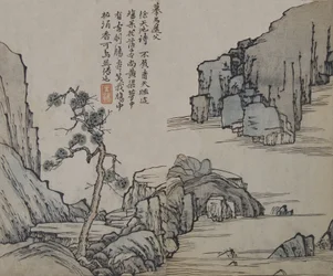 Maisema Ma Yuanin jälkeen aktiivinen n. 1190-1225, Sinapinsiemenpuutarhasta..., ensimmäinen painos, 1679.