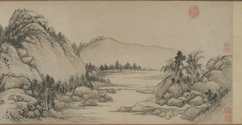 Asunto Fuchun-vuorilla Huang Gongwangin jälkeen, Qing-dynastia, 1672 (muste ja väri paperille)