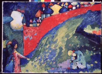 "" Lajittele. Un mur rouge"" (Kohtalo. Punainen seinä) Peinture de Vassily Kandinsky (ou Wassily Kandinski ou Kandinskij