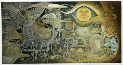Creatures Appeared Out Of The Dark, 2010 (sekatekniikka taidekartongille)