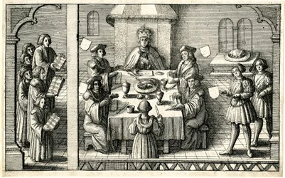 Ruokailu Ferdinand I:n sukkanauhaan vihkimisen yhteydessä