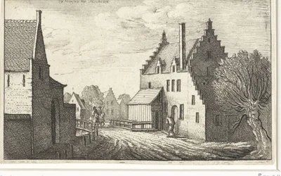 Carrer del poble a Hemsen prop de Malines Vistes de ciutats europees (títol de la sèrie) acabat