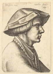 Nuoren miehen pää profiilissa oikealla, 1648.