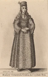 Antelias kreikkalainen nainen Peran kaupungissa, 1644.