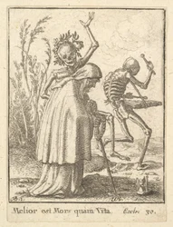 Vanha nainen, Kuolemantanssista, 1651.