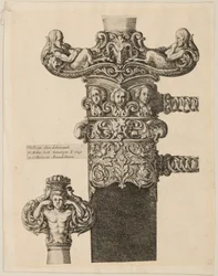 Pommelin, quillonin ja medaljongin mallien vedos, 1645.