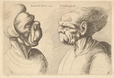 Kaksi vääntynyttä päätä sisäänpäin, 1625-77.